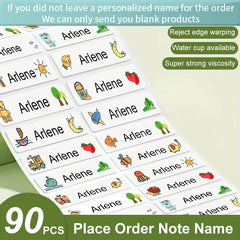 Custom Cartoon Waterproof Name Stickers - MEDIUM Size - Personalized First Name