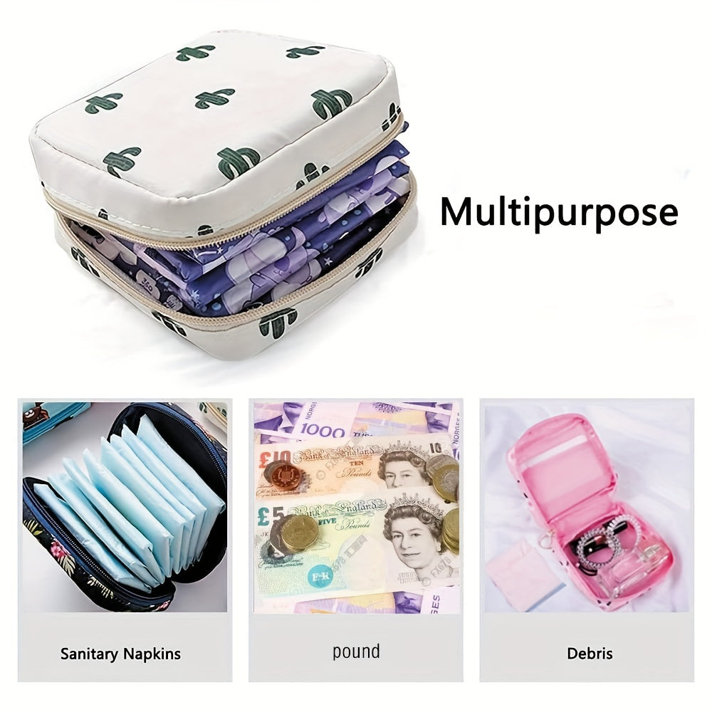 Cartoon Sanitary Napkin Bag Waterproof Nylon Cosmetic Organizer