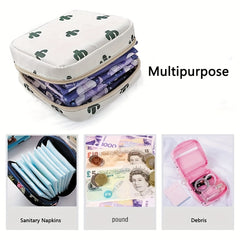 Cartoon Sanitary Napkin Bag Waterproof Nylon Cosmetic Organizer