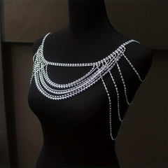Rhinestone Shoulder Chain with Tassel for Wedding Dress