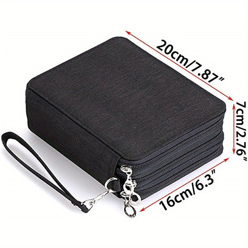 72-Slot Zippered Canvas Pencil Case for Students