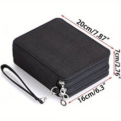 72-Slot Zippered Canvas Pencil Case for Students