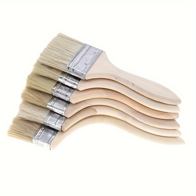 Wooden Handle Hair Brush Thickened Paint Brush Household Tool Brown Brush