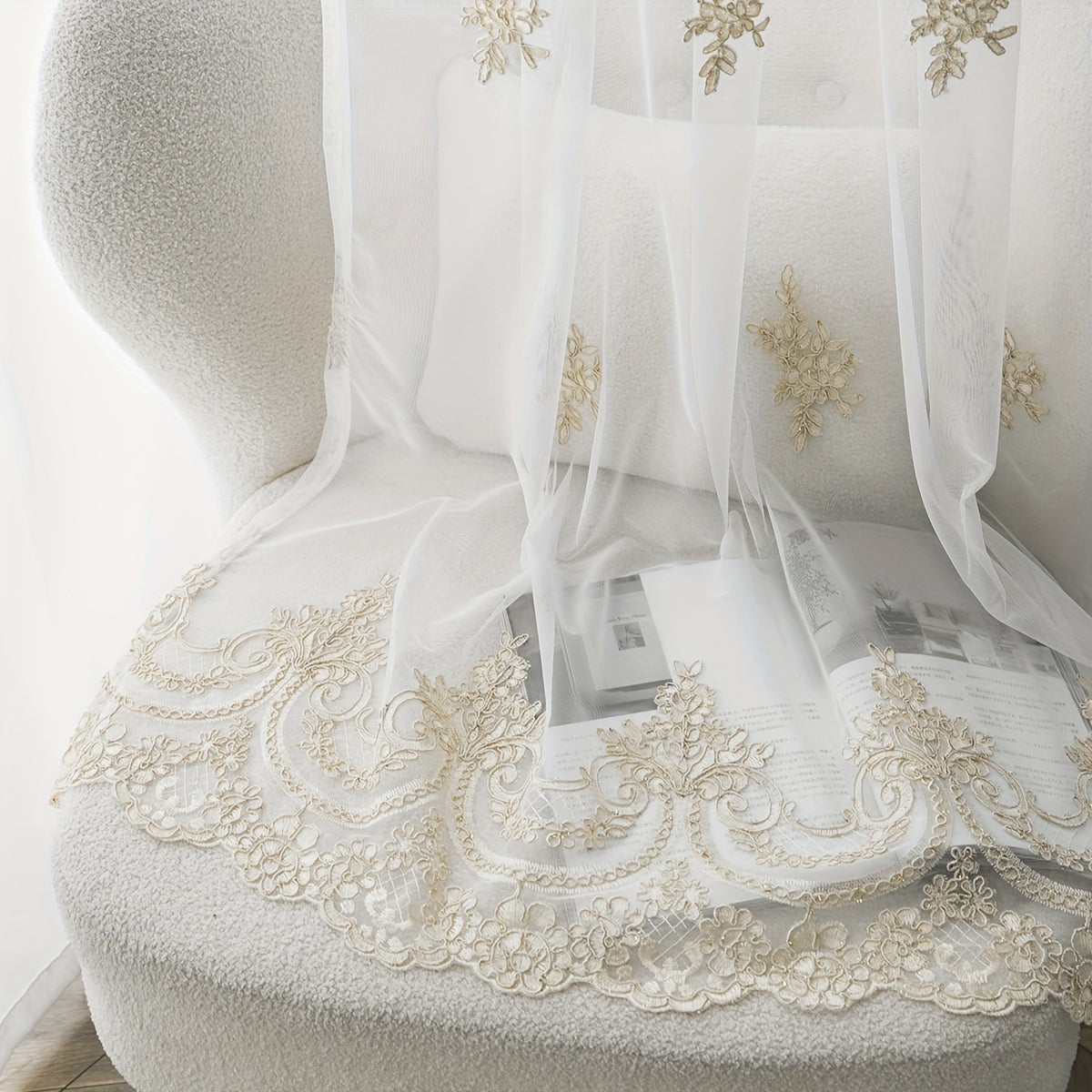 French Embroidery Sheer Curtain European Small Flower Embroidery