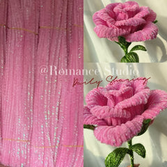 200pcs Pink Glitter Pipe Cleaners Craft for DIY Bouquet Chenille Stems