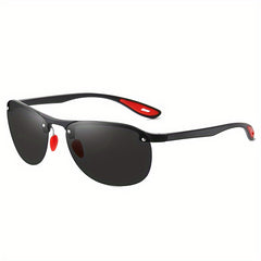 Half Frame Men's Polarized Aviator Sunglasses for Driving