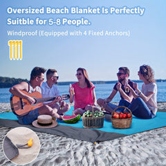 Waterproof & Sandproof Beach Blanket for 5-8 Adults, Lightweight & Portable