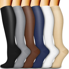 6 Pairs Copper Compression Socks 15-20mmHg Graduated Compression