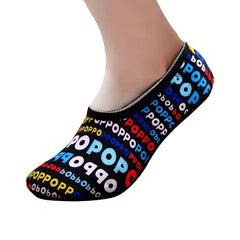 Letter & Leopard Print Low Cut Socks