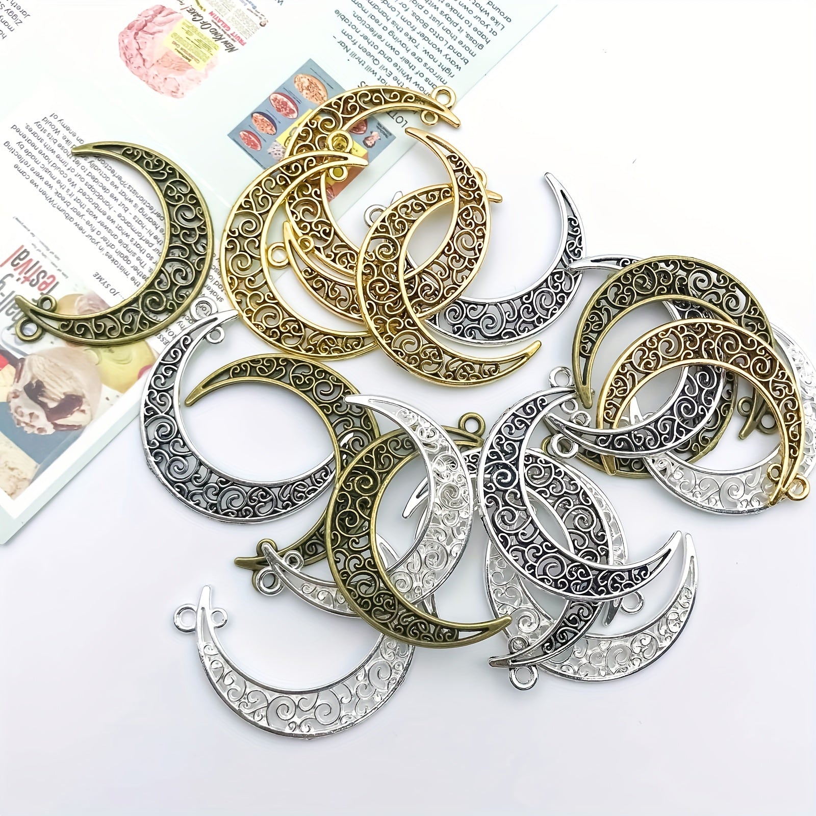 20pcs Mixed Crescent Shape Pendants for DIY Jewelry Making
