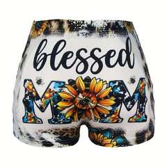  Sexy Shorts Women's Plus Art Leopard Sunflower Print