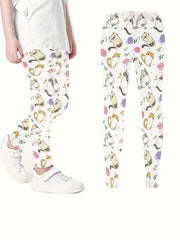 Girls Cartoon Unicorn Print Stretch Soft Leggings Elastic Waist Pants