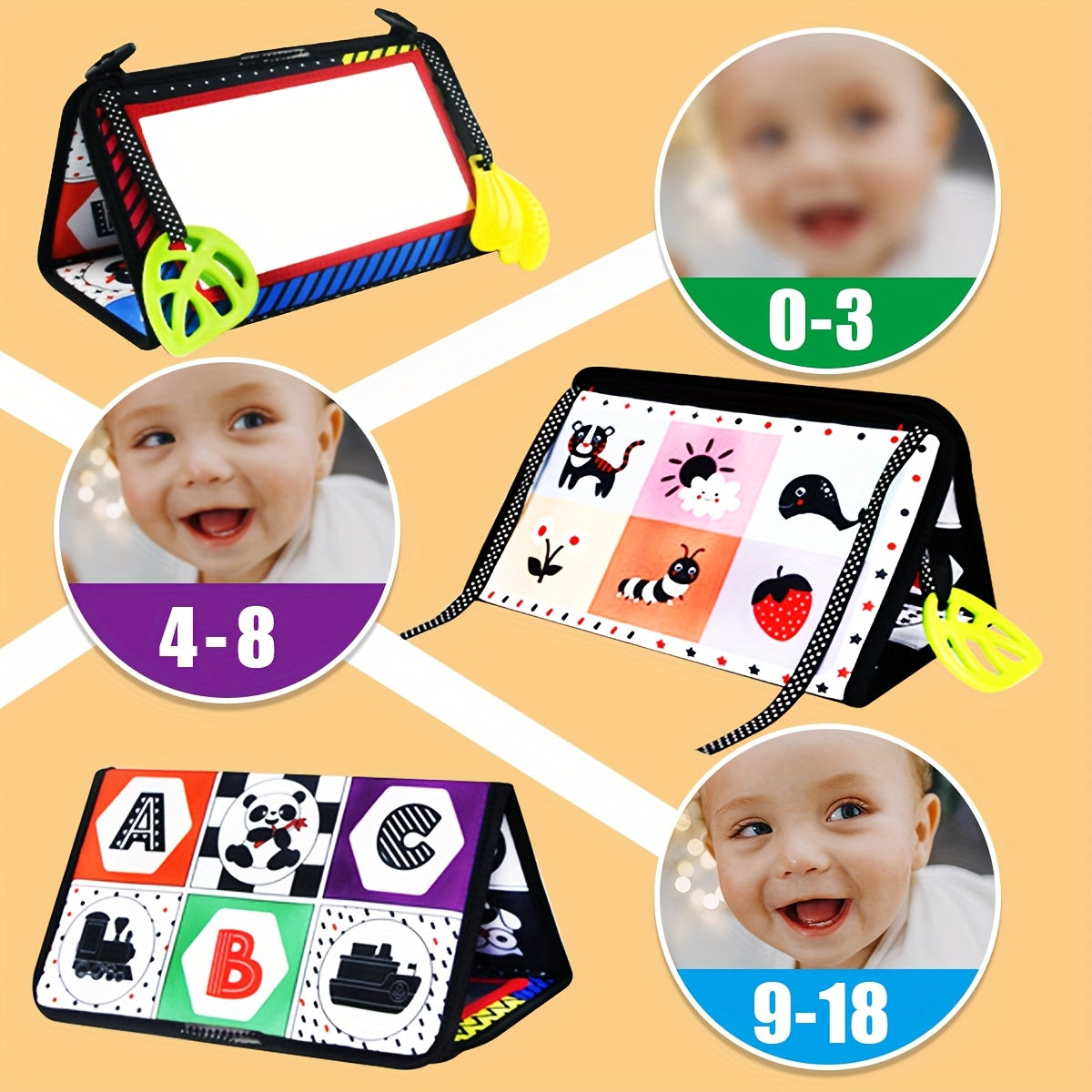 Interactive Double Sided Mirror Cloth Book for Babies