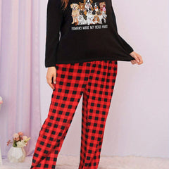  Dogs & Letter Print Pajamas Set