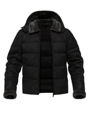 Men's Plush Hooded Jacket Thermal Warm Coat
