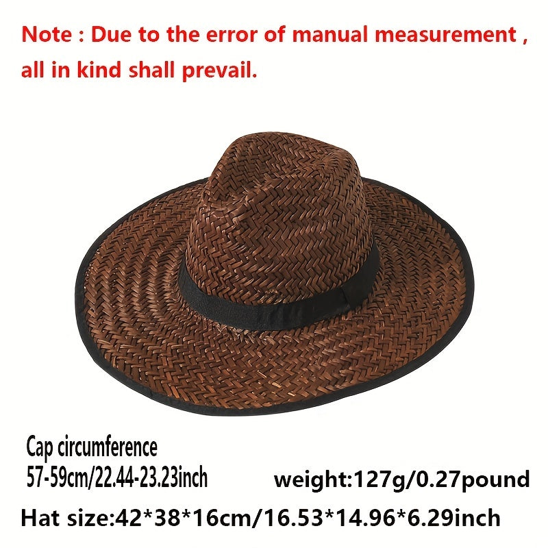 Vintage Wide Brim Sun Hat UV Protection Straw Boonie Hats
