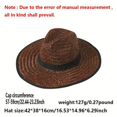 Vintage Wide Brim Sun Hat UV Protection Straw Boonie Hats