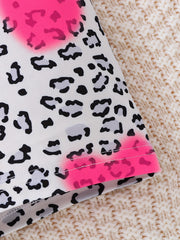 Girls Dancing Girl Graphic T Shirt & Heart Leopard Shorts Set