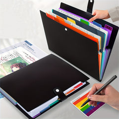 Multifunctional A4 7-Pocket Folder w/ Labels for School Office Home