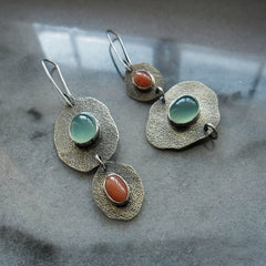 Bohemian Asymmetric Vintage Earrings, Synthetic Gemstone 1Pair