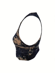 Tie Dye Crop Tank Top Sleeveless Casual Crew Neck Summer Women's Clothing