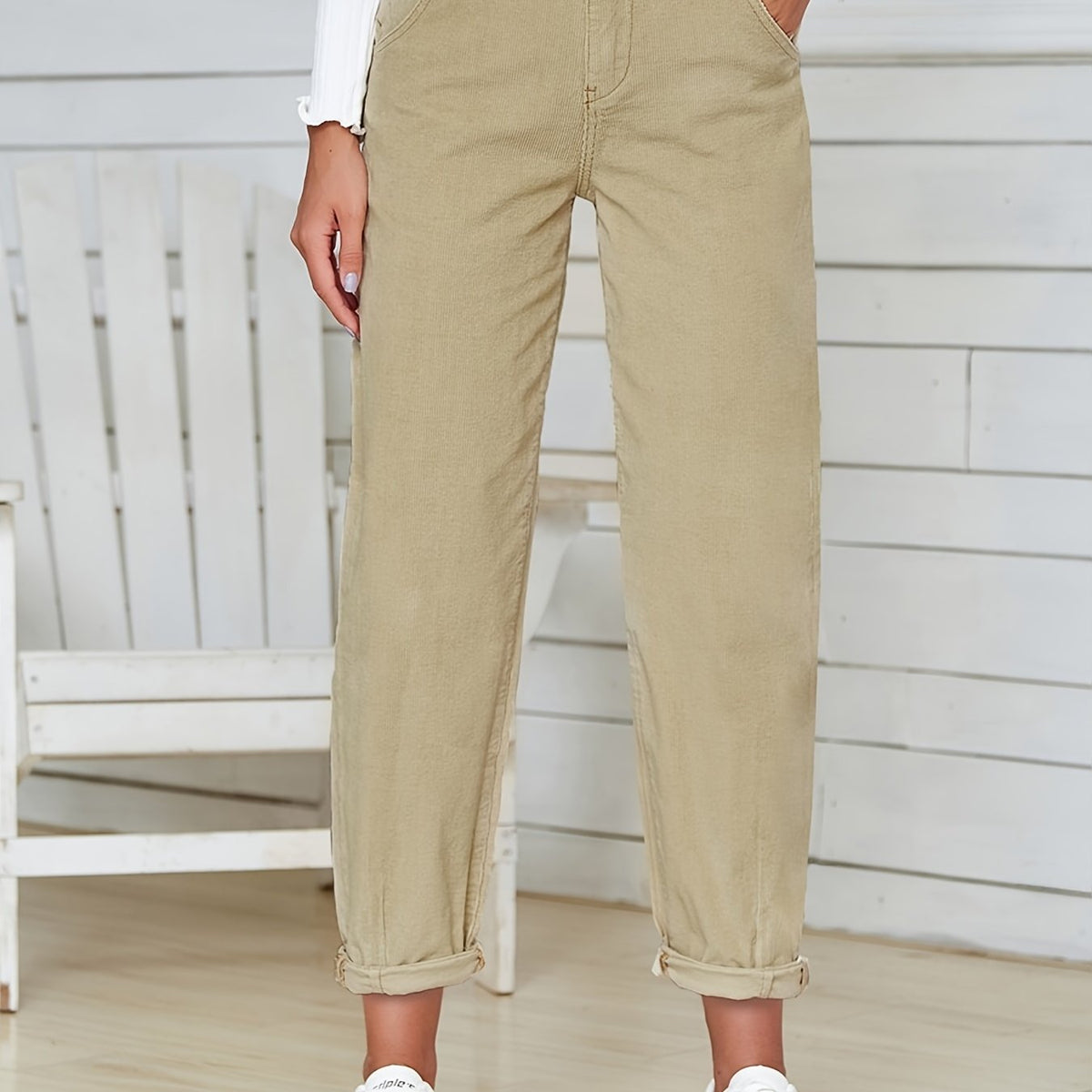 High Waist Mom Jeans Slash Pockets Straight Legs High Rise Denim Pants