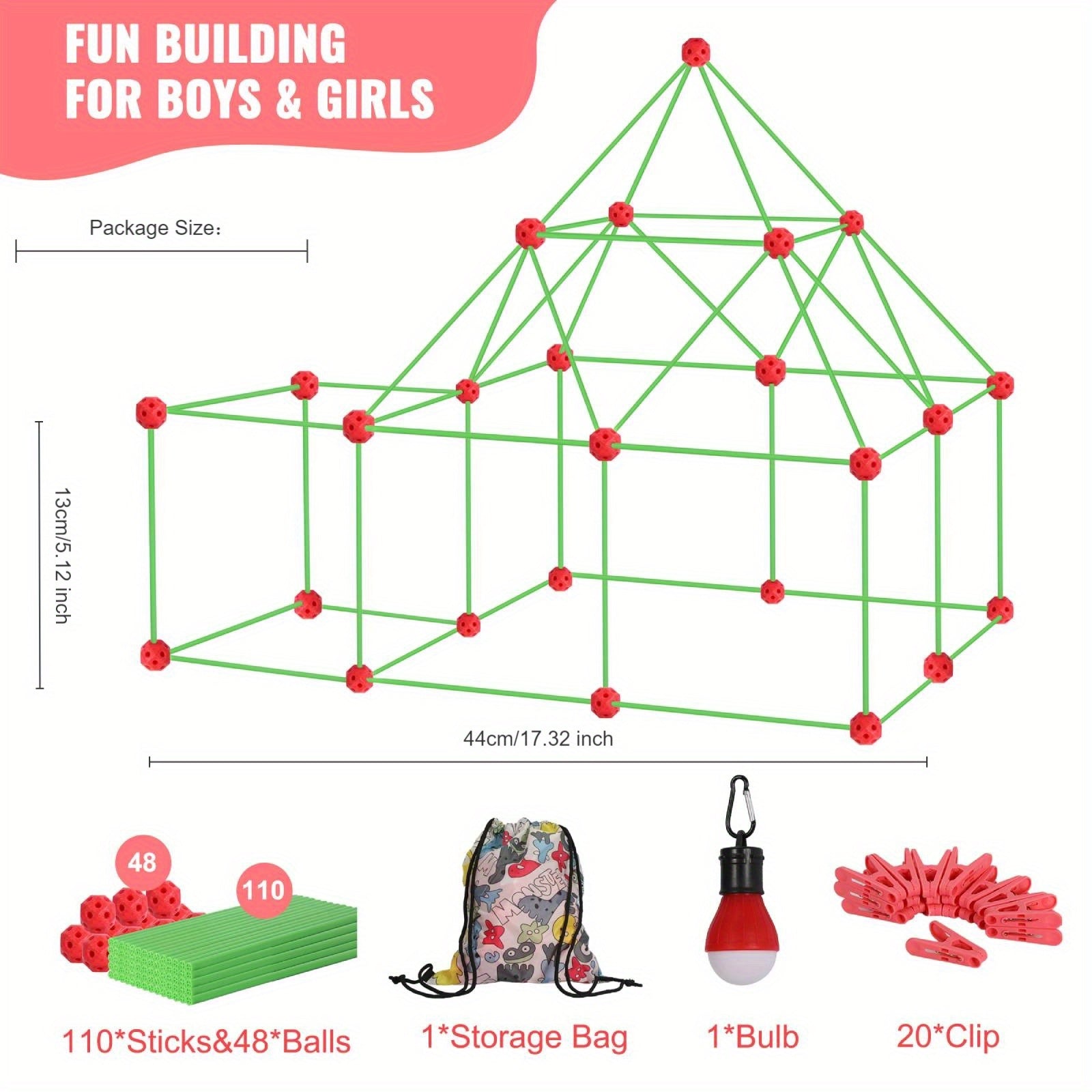 Fort Building Kit 180pcs Den Making Kit Construction DIY Forts Indoor Outdoor