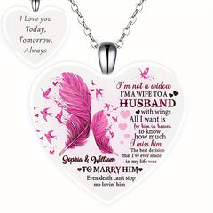 Feather Heart Pendant Necklace Crystal Jewelry for Christmas Wedding Anniversary