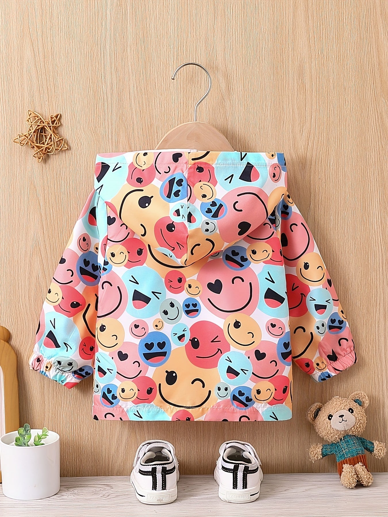 Toddler Girls Cartoon Hooded Windbreaker Jacket