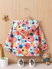 Toddler Girls Cartoon Hooded Windbreaker Jacket