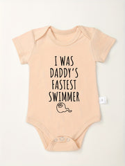 Baby Boys Fastest Swimmer Print Romper For Summer