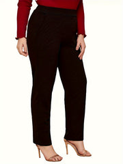 Women's Plus Solid High Rise Medium Stretch Straight Leg Trouser