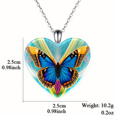 Butterfly Love Crystal Pendant Necklace for Women Girls