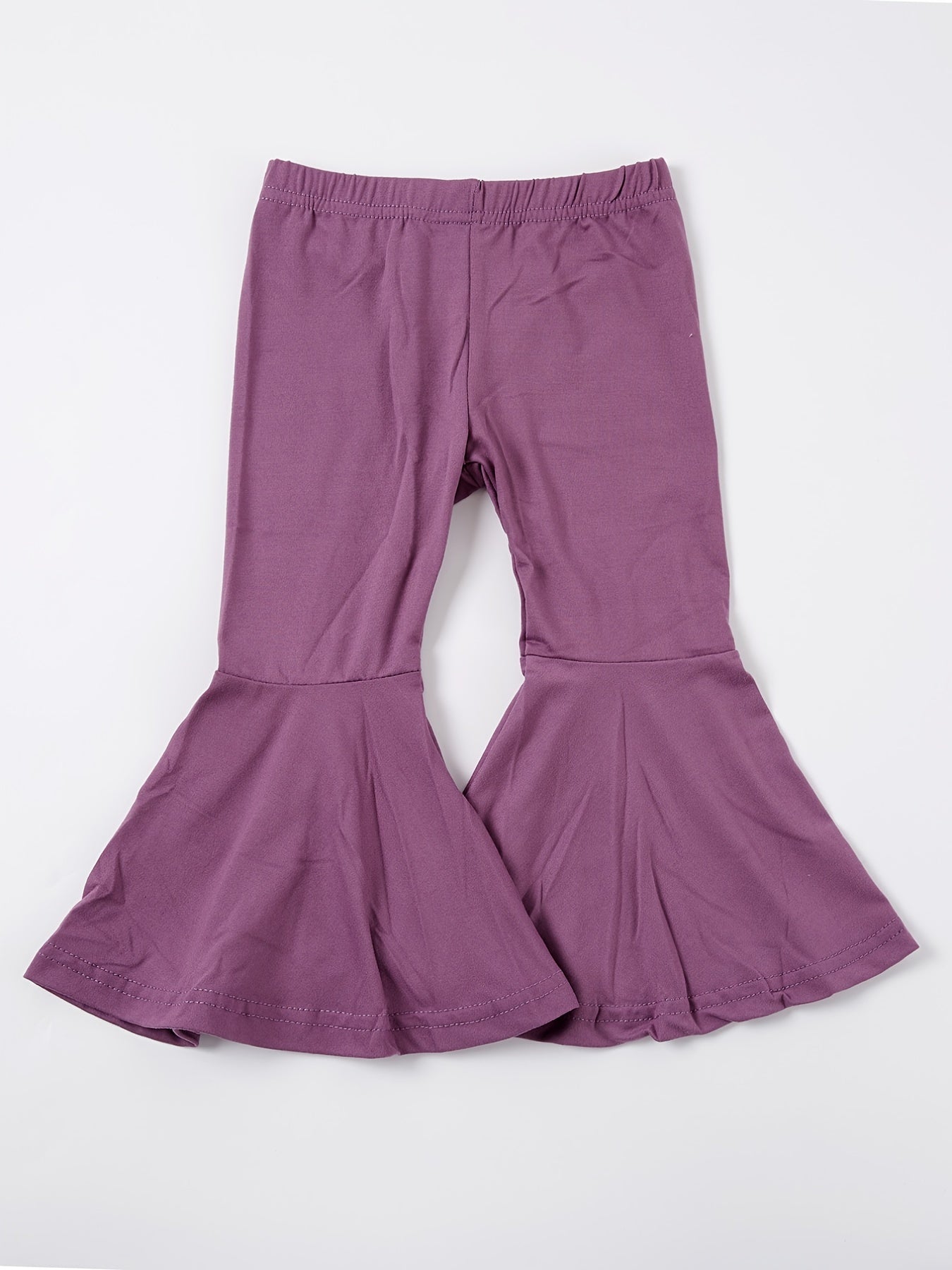 Girls Vintage Elastic Waist Flared Pants