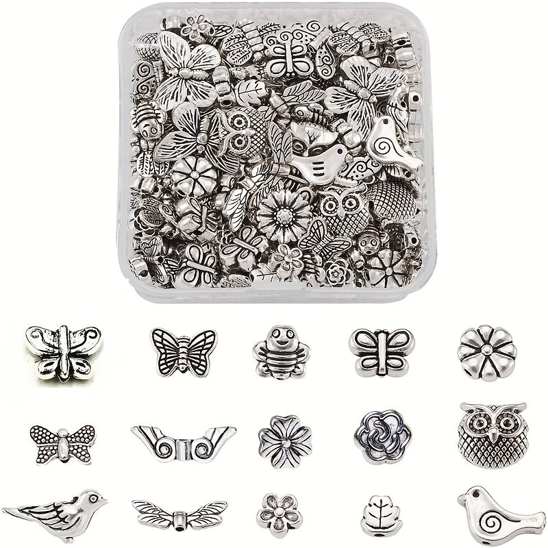 10pcs Butterfly Flower Owl Alloy Spacer Beads For DIY Jewelry Making