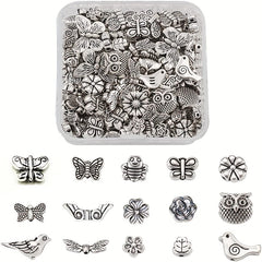 10pcs Butterfly Flower Owl Alloy Spacer Beads For DIY Jewelry Making