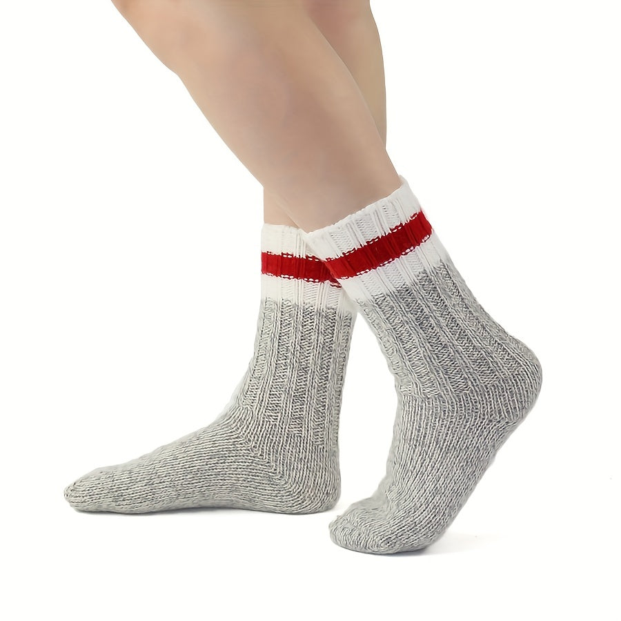 2 Pairs Striped Mid Tube Socks Women's Stockings & Hosiery