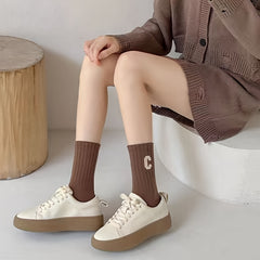 5 Pairs Letter Print Socks All-match Women's Stockings