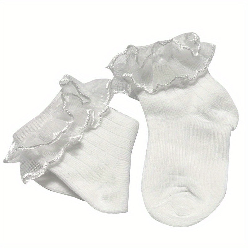 Baby Girls Mesh Trim Ankle Socks Breathable Comfortable Princess Socks