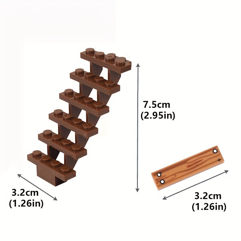 28pcs Wood Grain House Accessories Assembly Toys for Creative Kids & Adults