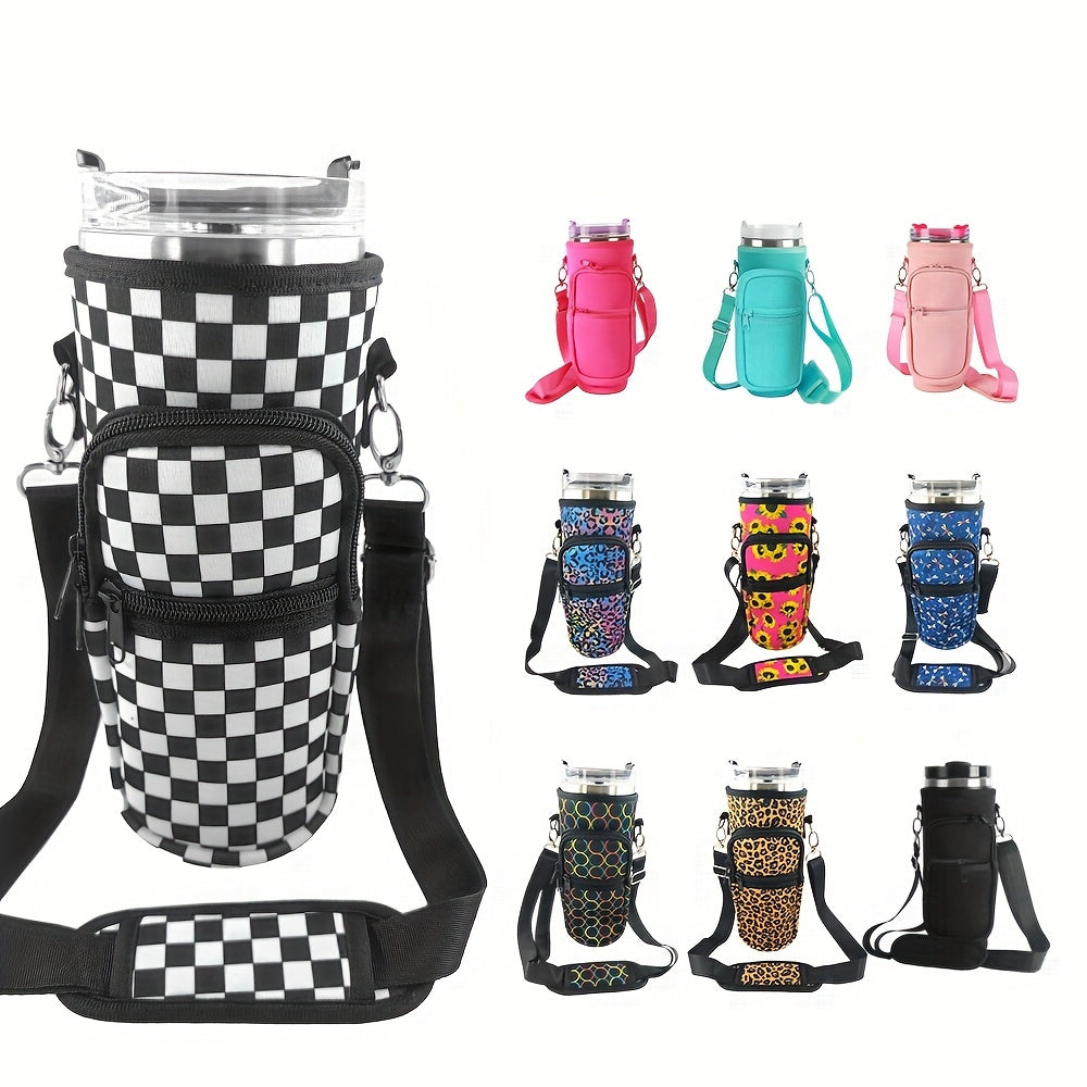 40oz Ice Tumbler Cup Cover w/ Pocket & Strap for Outdoor Travel
