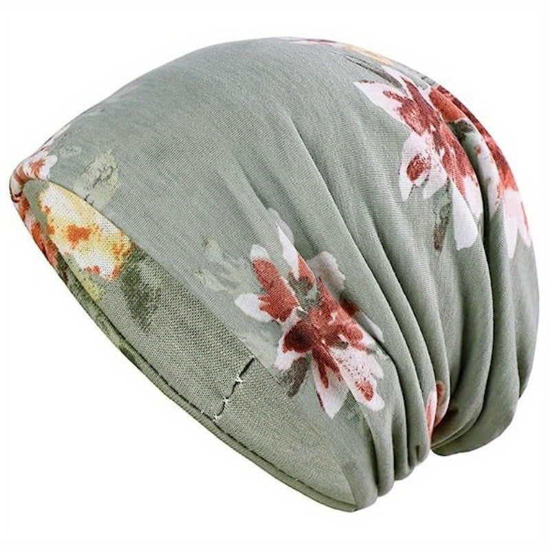Flower Print Beanie Lightweight Skull Hat Chemo Cap Turban Hats