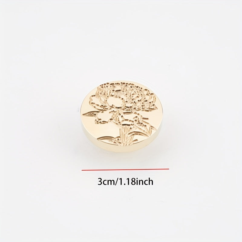 Copper Head Letter Seal Flower Grass Stamp for Embellishment