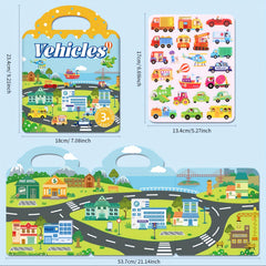 Waterproof Reusable Sticker Book Dinosaurs Animals Vehicles Educational Toys