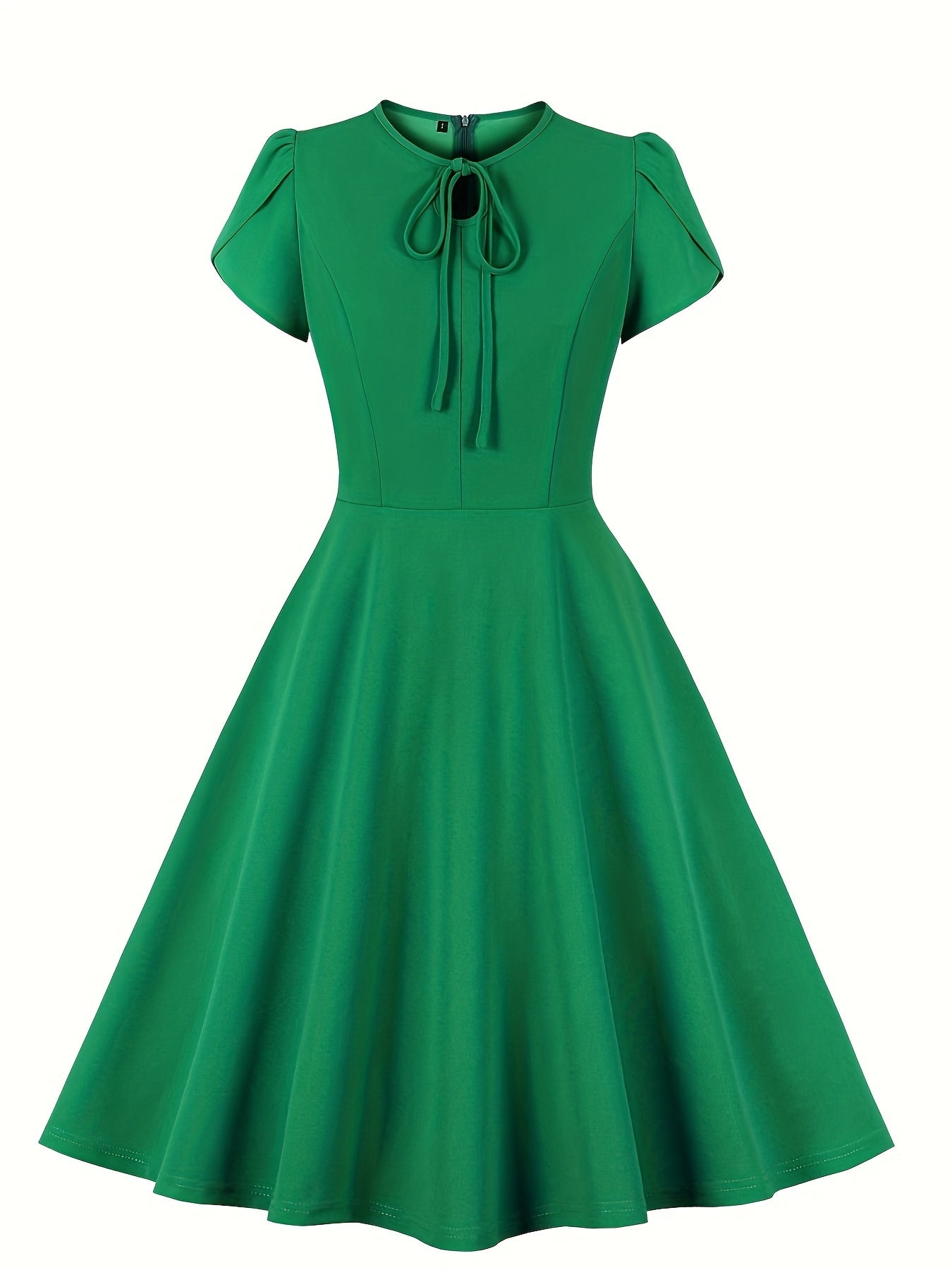  Casual Dress Women's Plus Solid Petal Sleeve Dress