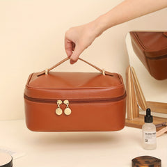 Solid Makeup Zipper Handbag All Match Storage Bag For Travel