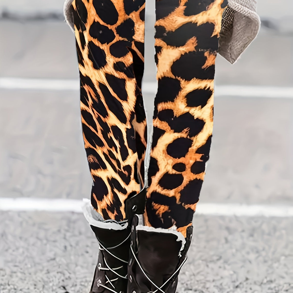  Leopard Print High Rise Skinny Trousers