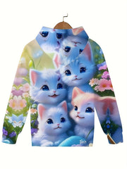 Kitty Friends Hooded Sweatshirt Girls Casual Pullover