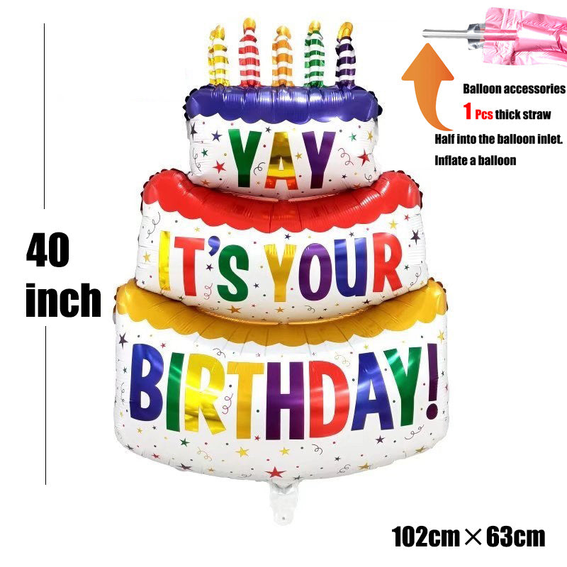 40 Inch Happy Birthday Cake Decoration Balloon - Party Supplies