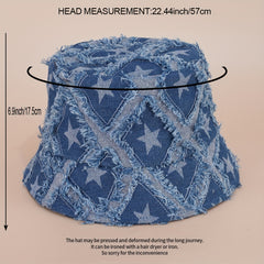 Plaid Bucket Hat Pentagram Face Cover Sun Hat